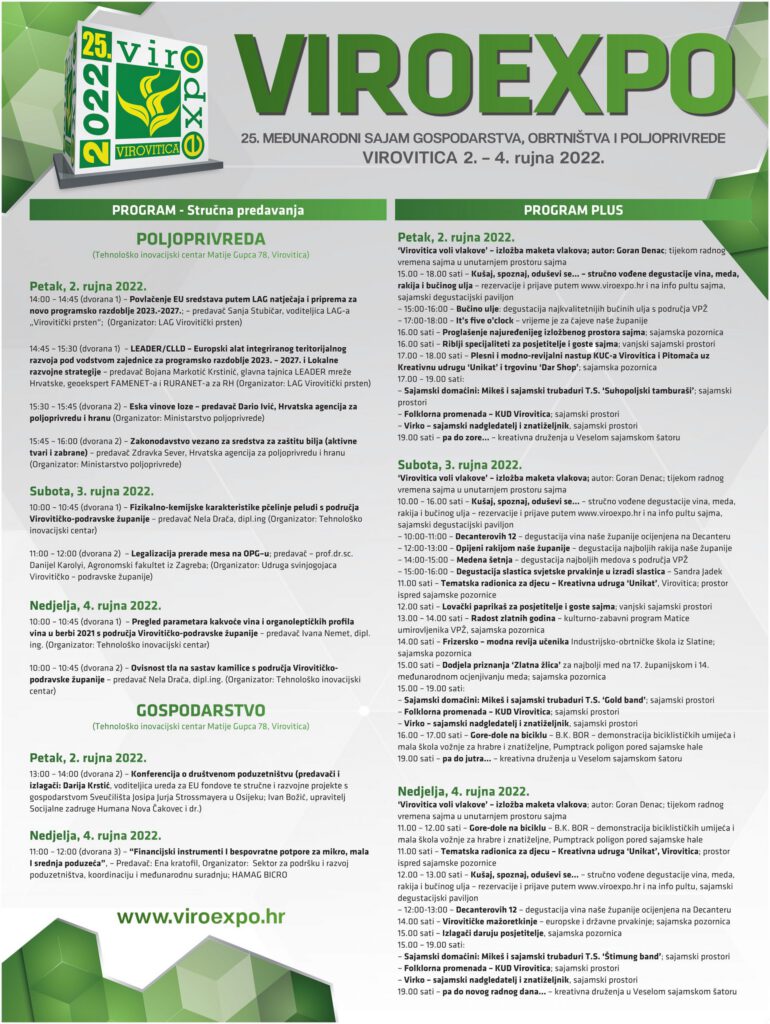 25. međunarodni sajam gospodarstva, obrtništva i poljoprivrede Viroexpo 2022.
