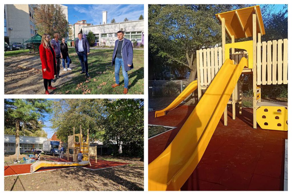 Kod zgrade Dječjeg vrtića Cvrčak na Trgu dr. Ante Starčevića postavljena nova igrala