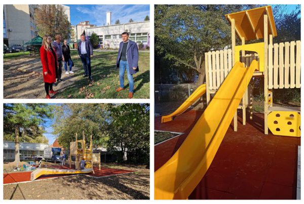 Kod zgrade Dječjeg vrtića Cvrčak na Trgu dr. Ante Starčevića postavljena nova igrala