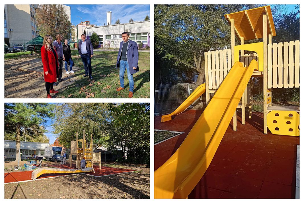 Kod zgrade Dječjeg vrtića Cvrčak na Trgu dr. Ante Starčevića postavljena nova igrala